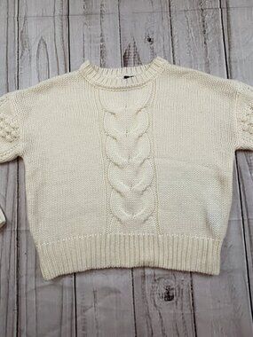 Moon & Madison Cream Cable Knit Popcorn Detail Crewneck Sweater - Size Small